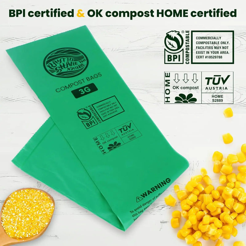 Compost Bags 3 Gallon Extra Thick Compost Bags for Countertop Bin,150counts,Compostable Liner Bags,Small Kitchen Food Scrap Waste Bags,Certified by BPI,ASTM D6400 and OK compost HOME certified by GreenHaven Gardens