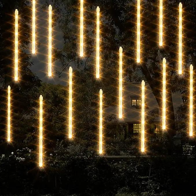 Dazzle Bright 864 LED Christmas Light, Meteor Shower Rain Lights 11.8 Inch 24 Tubes, Waterproof Plug in Falling Rain Lights Decorations for Xmas Tree Yard Party (Warm White) by GreenHaven Gardens