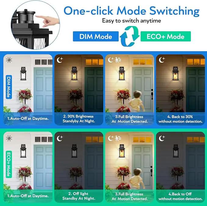 VIANIS Porch Lights Outdoor with Motion Sensor, Dusk to Dawn Outdoor Wall Lights Lantern, Anti-Rust Matte Black Outside Light Fixture Sconce for House, Patio, Garage, Waterproof by GreenHaven Gardens