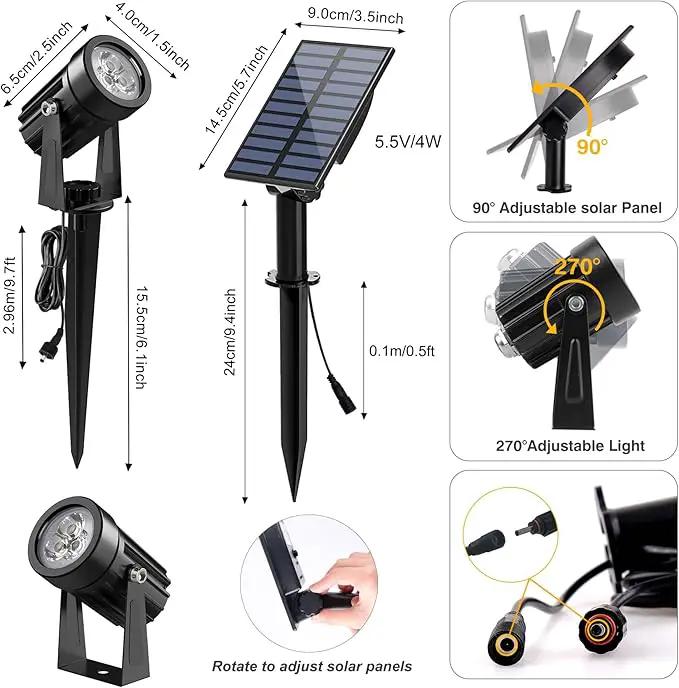 Solar Spot Lights Outdoor, Solar Landscape Spotlights IP65 Waterproof 9.8ft Cable,Auto On/Off Outdoor Wall Lights for Garden Yard Driveway Porch Walkway Pool (3000K Warm White) by GreenHaven Gardens