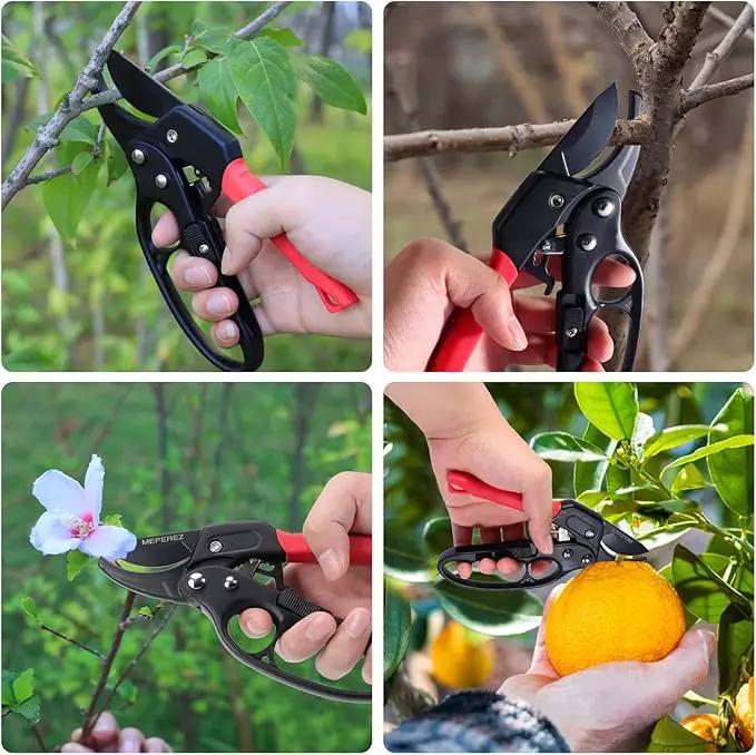 Garden Clippers, Premium Germany Pruners, Work 3 Times Easier, Professional Pruning Shears, Cutting Rose, Flower, Hedge, Stem, Sharp Scissors Gardening Tools, Arthritis Weak Hand Snips by GreenHaven Gardens