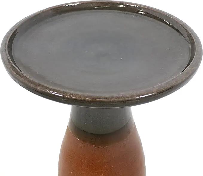 Sunnydaze 21" H Ceramic Bird Bath for Outside - Hand-Painted Outdoor Bird Bath Bowl, UV/Frost-Resistant Finish - Dusty Rose - Classic Pedestal by GreenHaven Gardens