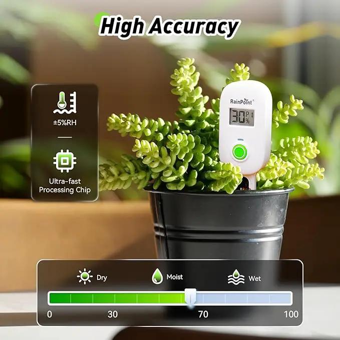 RAINPOINT Smart Digital Wireless Plant Moisture Meter Houseplant Indoor,WiFi Hub Needed,Capacitive Probe,Leave-in Soil Hygrometer Sensor,Real-time Monitor Outdoor Greenhouse Gardening(Two-Pack Set) by GreenHaven Gardens