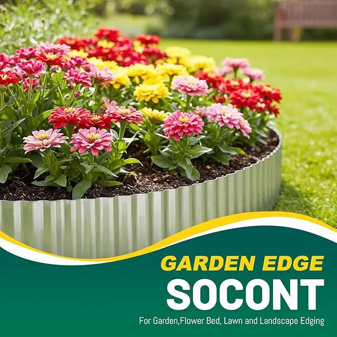 Corrugated Metal Garden Edging, 10"×20Ft Durable Landscape Border for Garden, Lawn, Flower Beds and Paver Edging (Silver) by GreenHaven Gardens