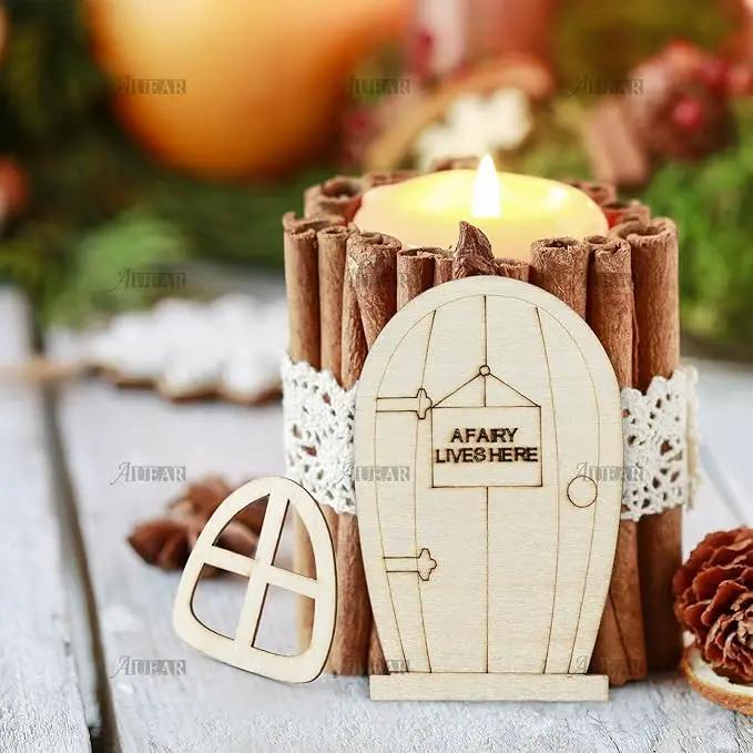 AUEAR, 48 Pack Fairy Door Miniature Wooden Garden Doors Windows Unfinished Window Accessories Unpainted Mini House DIY Craft for Wall Home Party Decoration (Style B) by GreenHaven Gardens