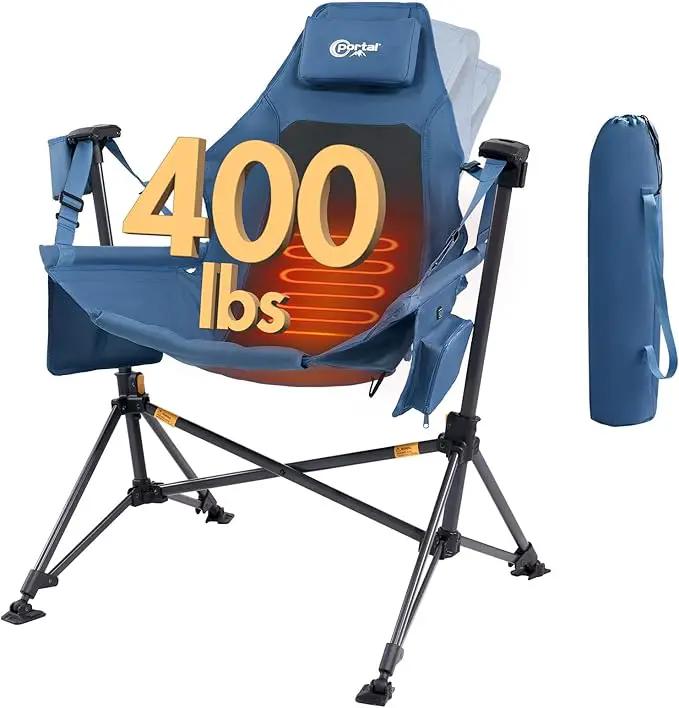 Portal Heated Hammock Camping Chair, Portable Outdoor Swinging Chairs, Rocking Chair for Adults with Adjustable Back and Height for Lawn Backyard Patio, Supports 400 lbs, Blue by GreenHaven Gardens
