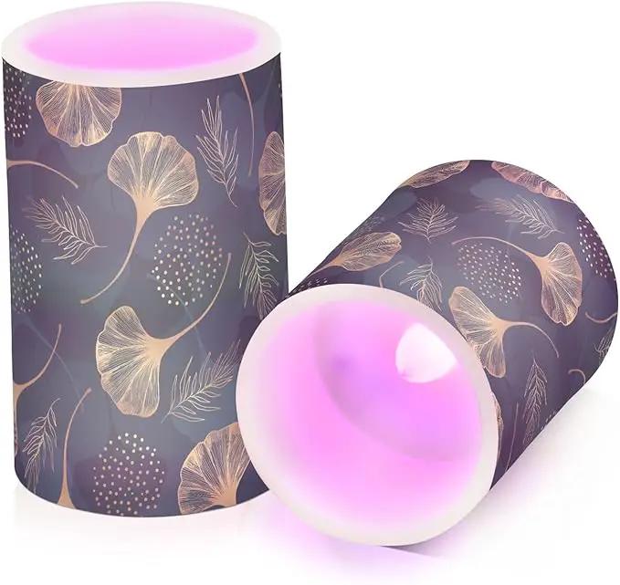 Flickering Flameless Candles, Golden Ginkgo Leaf LED Candles with Remote Timer, Set of 2 Battery Operated Candle for Valentine Wedding Birthday by GreenHaven Gardens