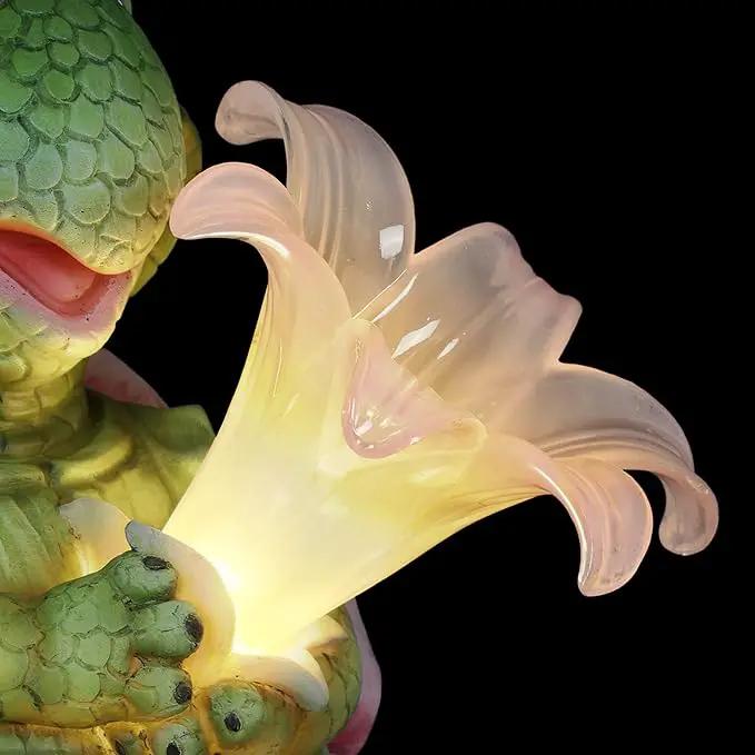 Exhart Solar Turtle Garden Statue, LED Lily Flower, Durable Resin, Cute Yard Décor, 7.5"x5.5"x8.5" by GreenHaven Gardens
