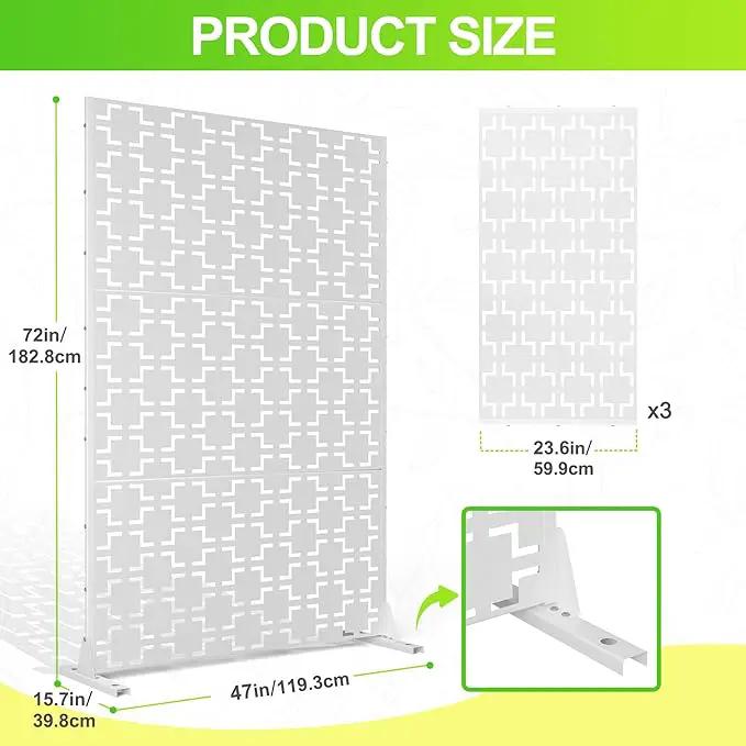 Outdoor Privacy Screen,72" H×47" W Metal Privacy Screen, Freestanding Privacy Fence Panels for Patio by GreenHaven Gardens