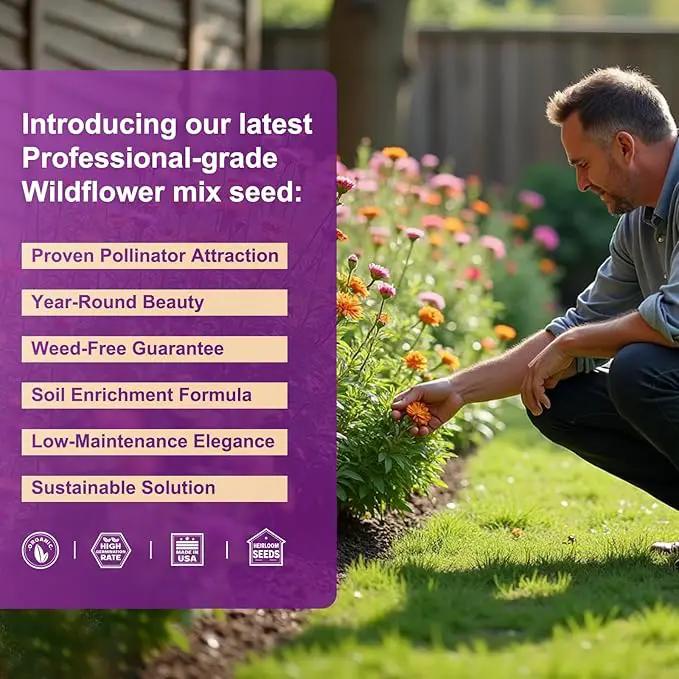200,000 Wildflower Seeds Mix Bulk - Includes 16 Perennial Wildflower Seeds for Indoor & Outdoor Gardens - Premium Garden and Wildflower Seeds Combo by GreenHaven Gardens