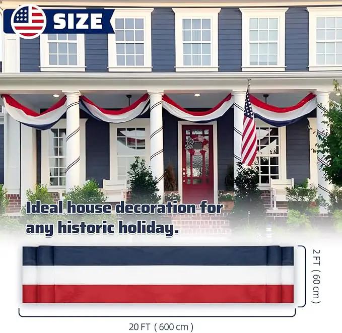 2x20Ft Large Patriotic US Flag Bunting Decorations 4th of July Red, White & Blue Stripe Banner Veterans Day Memorial Days Celebration Decorations Home Garden Outdoor-1Pack by GreenHaven Gardens