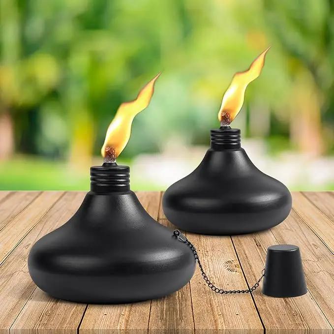 Upgraded Tabletop Torches Set of 2, 24oz Citronella Candles for Outdoor, Metal Table Top Torches for Outside, Refillable Torch Lanterns for Patio, Yard, Deck, Garden, Party by GreenHaven Gardens