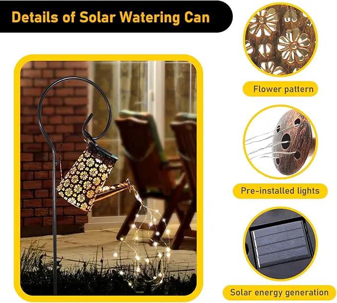 Solar Watering Can Lights Outdoor Waterproof, Retro Metal Hanging Lantern With String Lights, Garden Decor for Patio Porch Lawn Driveway Yards Backyard Pathway by GreenHaven Gardens
