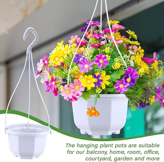 Roshtia 24 Pcs Hanging Plastic Planter Pot with Hook Flower Pots Baskets Hanging Nursery Planter Holder for Outdoor Indoor Plant Garden(Ceramic White,6 Inch) by GreenHaven Gardens