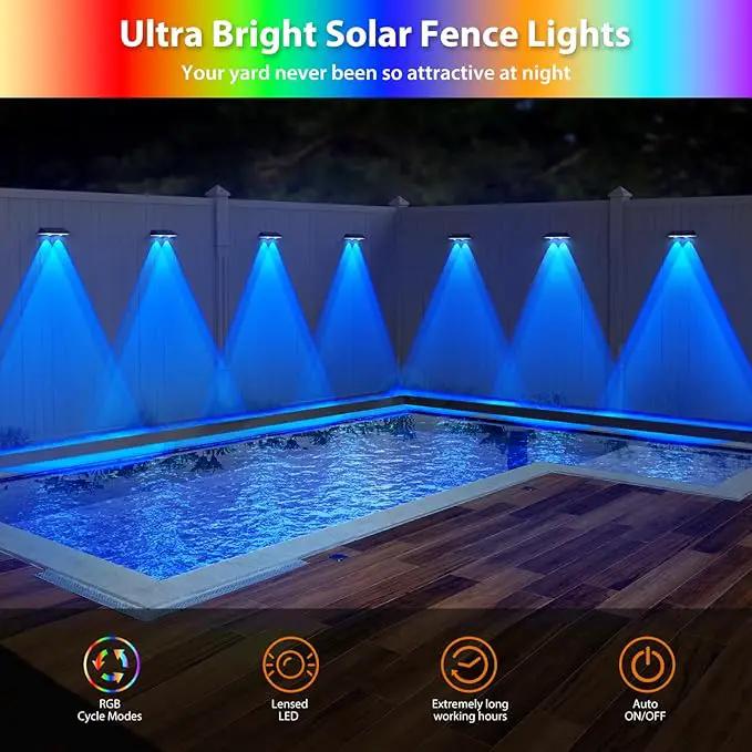 Solar Fence Lights ,RGB & Warm White & 6 Colors Bright Lens LED Dusk to Dawn Deck Light, Fence Solar Lights Outdoor Waterproof, Solar Outdoor Lights for Backyard/Railing/Wall/Step/Patio/Pool (12Pack) by GreenHaven Gardens