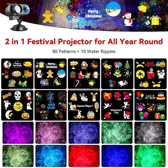 Decorative Lighting Projectors Outdoor, Chirstmas LED Projection Lamp with Remote Control & Timer Function for Xmas Holiday Party Garden Patio Decoration by GreenHaven Gardens