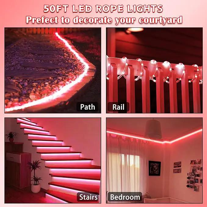 Red Rope Lights Outdoor, 50Ft 600 LED Valentine's Day String Light, Waterproof Tube Light Plug in 8 Modes Timer Memory, Halloween, Christmas Lights Outdoor Decorations for Tree Garden Party by GreenHaven Gardens