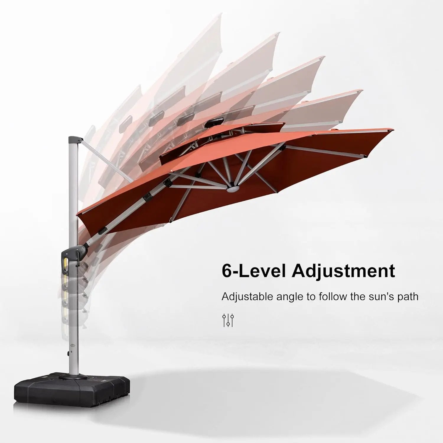 PURPLE LEAF 11ft Patio Umbrella With Base Solar powered LED Cantilever Umbrella with LED lights Windproof Outdoor Offset Umbrella for Garden Deck Pool Patio, Brick Red by GreenHaven Gardens