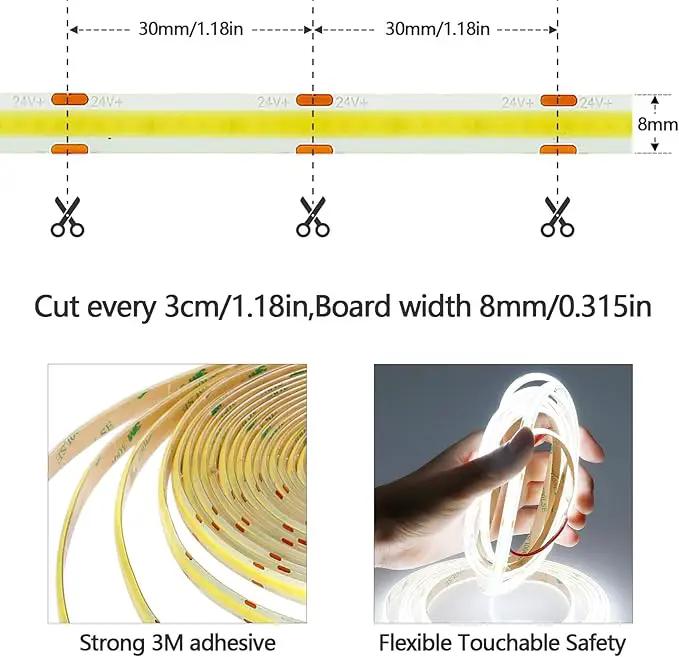 10M/32.8ft 24V COB LED Strip Light Waterproof IP65 Cool White 6000K Uniform Glow 3840LEDs CRI 93+ Flexible LED Tape Lights for DIY Cabinet Bedroom Kitchen Home Decor(No Power Supply) by GreenHaven Gardens