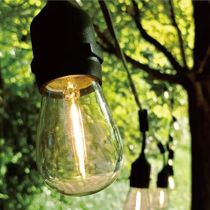 Meconard 30 Pack S14 Edison String Light Bulbs, 1 Watt Replacement Bulbs for Outdoor String Lights, Low Wattage Shatterproof LED Filament Patio Bulbs, E26 Medium Base, 2200K Warm White, Non-Dimmable by GreenHaven Gardens