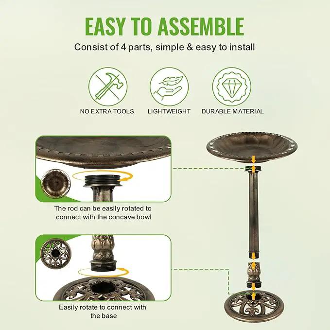 Backyard Expressions Outdoor Garden Bird Bath - Bronze - Weather Resistant Polyresin - 27 Inch by GreenHaven Gardens