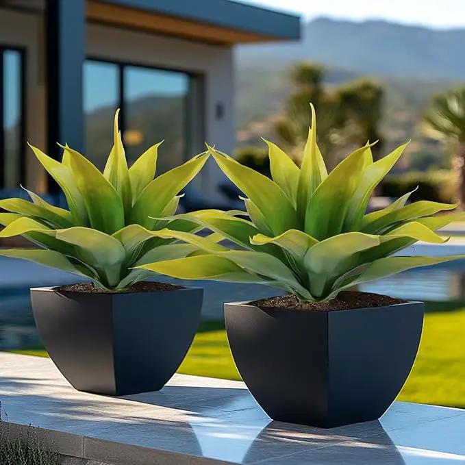 Artificial Agave Plants,Large UV Resistant Fake Agave Planters for Indoor and Outdoor Decorating Tropical Plant Succulents Greenery Indoor Decor (2Pack,22" Yellow) by GreenHaven Gardens