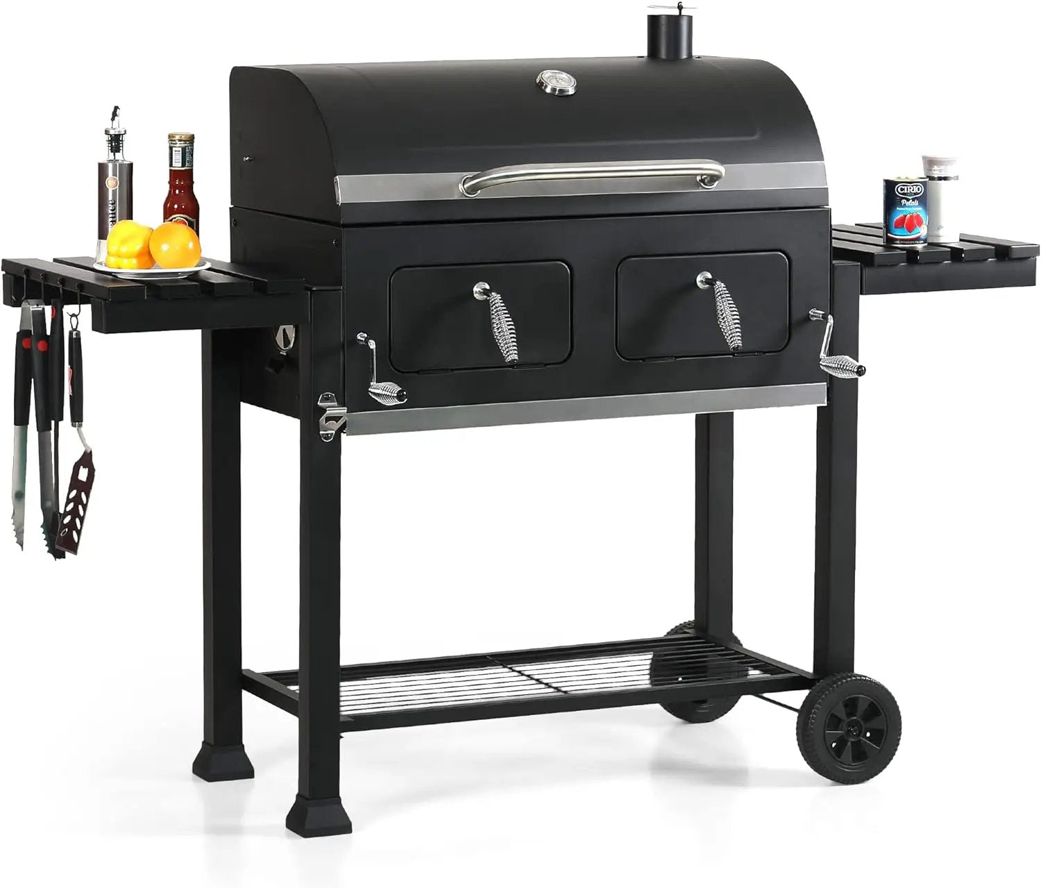 Captiva Designs Extra Large Charcoal BBQ Grill with Oversize Cooking Area(794 SQIN), Outdoor Cooking Grill with 2 Individual Lifting Charcoal Trays and 2 Foldable Side Tables by GreenHaven Gardens