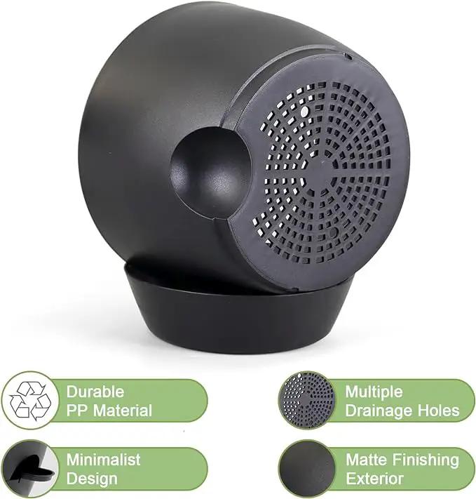 12/10/9 inch Large Self Watering Pots, Planter, Plant Pots with Mesh Drainage Holes for Indoor Outdoor Garden Plants, Plastic Flower Pots with Removable Deep Reservoir, Black by GreenHaven Gardens
