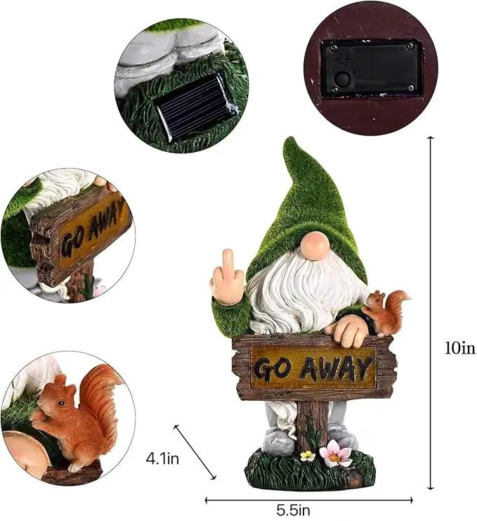 ASAWASA Gnomes Decorations for Yard with Solar LED Light,Large Outdoor Funny Garden Lawn Gnome Decor(Tall 10 Inches) by GreenHaven Gardens