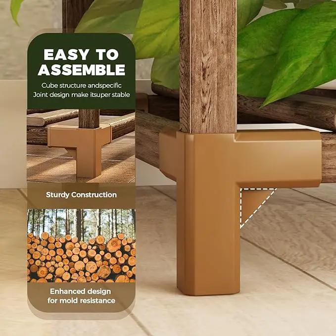 Bamworld Plant Stand Indoor Boho Decor Hanging Plant Shelf Wood Flower Stand for Christmas Gift, Home Decor, Plant Gift by GreenHaven Gardens