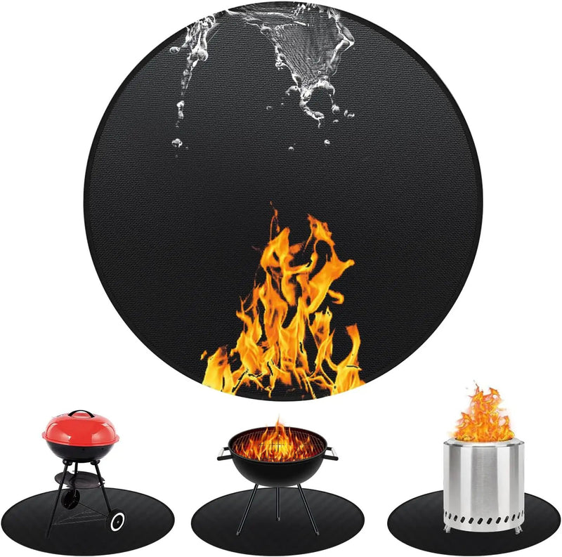 Round BBQ Grill Mat, 36 inches Double-Sided Fireproof Pad for Indoor Outdoor Grilling 4-Layer Oil-Proof Waterproof Protector for Deck Patio by GreenHaven Gardens