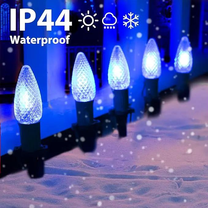 C9 Led Christmas String Lights, 20 Led 25.75 Feet Outdoor Waterproof Strawberry Lights with 20 Stakes, Extendable Green Wire String Lights for Indoor Outside Patio Wedding Party Decoration, Blue by GreenHaven Gardens