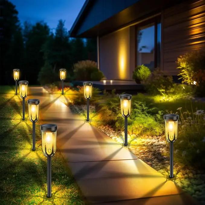 Solar Pathway Lights Outdoor, Bright Solar Lights Outdoor Waterproof IP65, Auto On/Off Driveway Patio Light, LED Solar Garden Lights Landscape Lighting for Walkway Lawn Yard (4 Pack) by GreenHaven Gardens