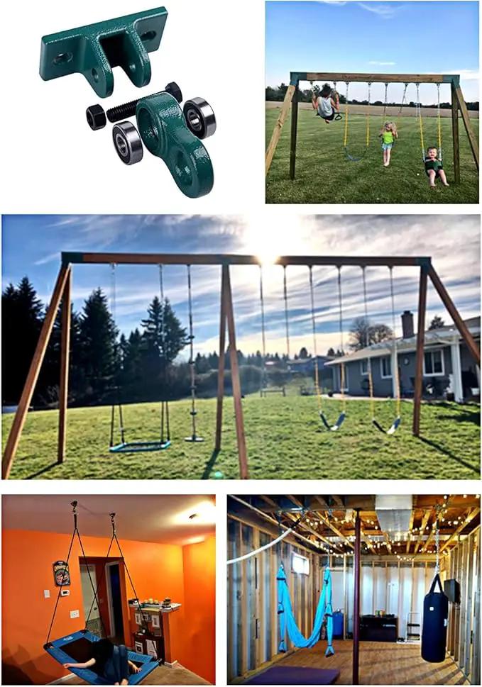 Heavy Duty White Metal Color Swing Hangers Screws Bolts Included Over 5000 lb Capacity Playground Porch Yoga Seat Trapeze Wooden Sets Indoor Outdoor (4 Pack) by GreenHaven Gardens