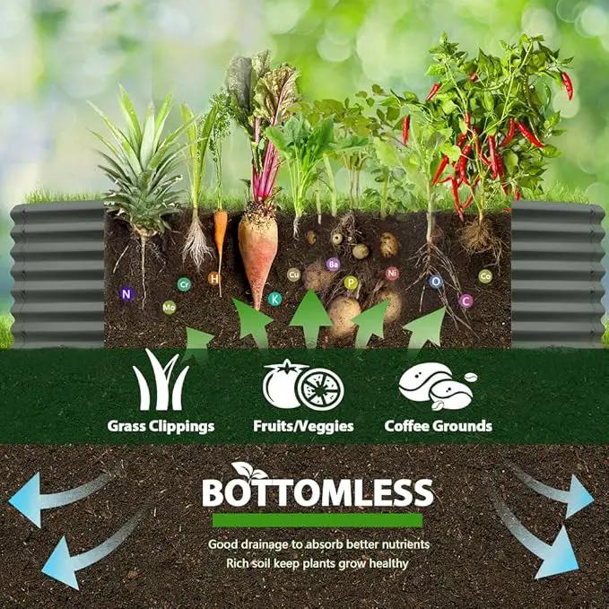 A ANLEOLIFE 6X3X2 ft Galvanized Raised Garden Beds Outdoor, Oval Large Metal Deep Root Planter Box for Planting Vegetables Flowers Herb, Anti-Rust & Easy-Setup, Quartz Grey by GreenHaven Gardens