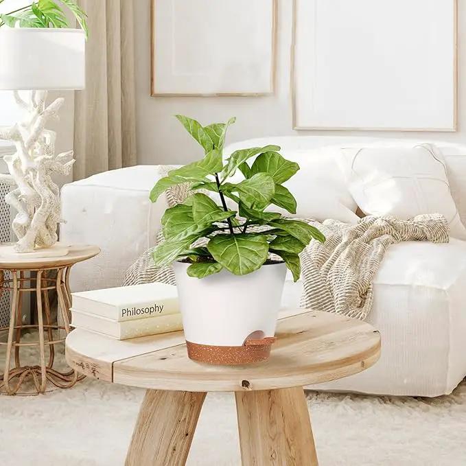 Plant Pots Outdoor 8/7.5/7/6.5/6/5.5/5Inch 7Pack, Planting Pots for All House Plants White Plastic Planters Outdoor Flower Pots Nursery Planting Pot with Drainage Hole and Deep Reservoir by GreenHaven Gardens