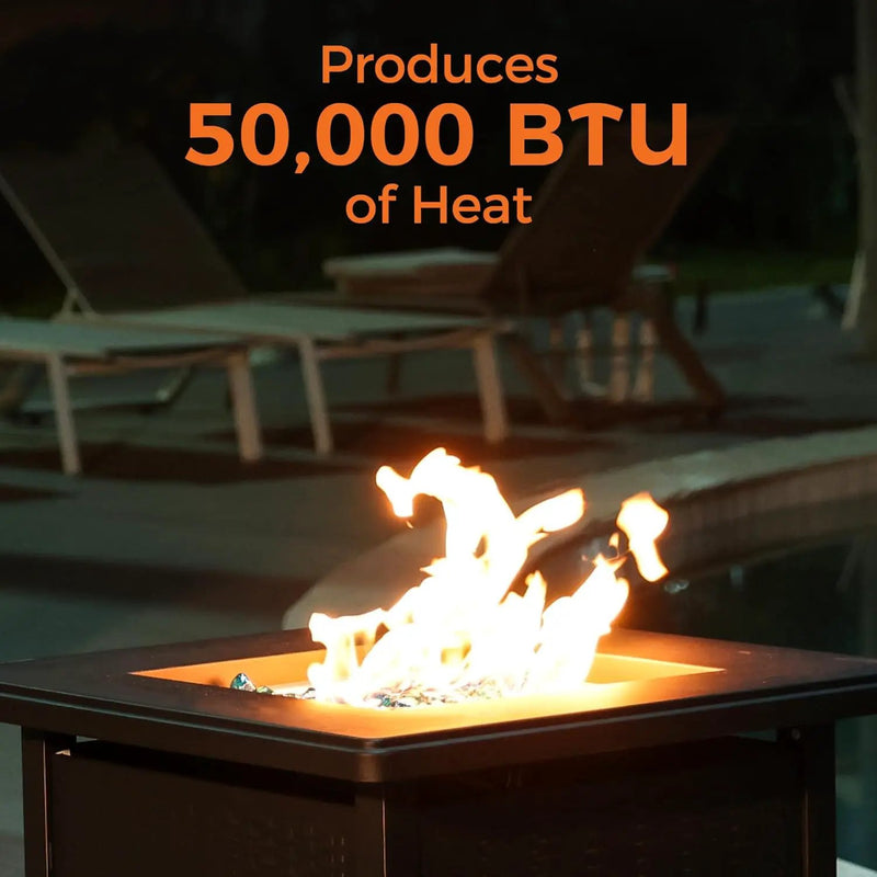 BALI OUTDOORS 50000 BTU Propane Fire Pit with Lid, 28 inch Fire Pit Table Outdoor, Black Firepits for Outside Backyard, Patio by GreenHaven Gardens