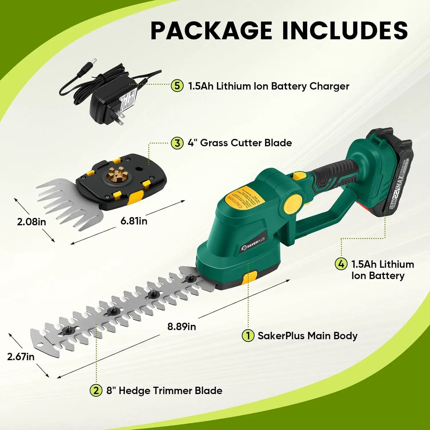 Cordless Hedge Trimmer, 2-in-1 Electric Bush Trimmer and Handheld Grass Cutter, 22V Lightweight Mini Shrub Trimmer Grass Clippers with 1 Battery and Charger, Perfect Gardening Yard Tools by GreenHaven Gardens
