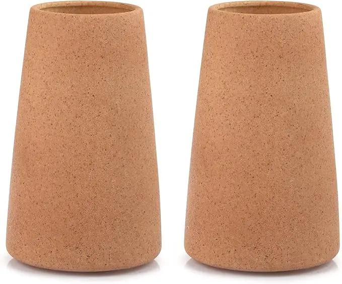 Simple Vase for Flowers Plants, Matte Vases for Modern Table Shelf Home Decor Wedding Boho Decor, 6" H Frosted Elegant Ceramic Vase for Pampas Grass Fluffy Stem Bouquet Lavender Flowers (Brown, 2) by GreenHaven Gardens