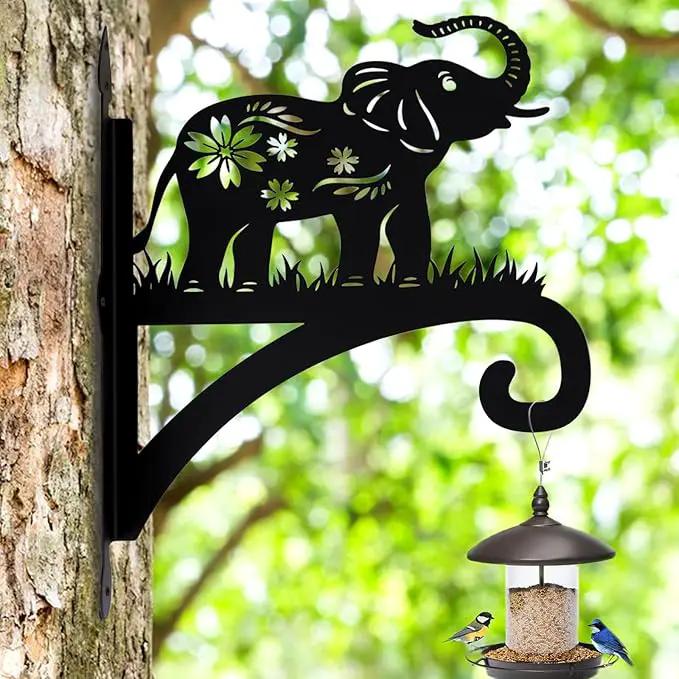 Hanging Plant Hanger Bracket, Heavy Duty Iron Wall Plant Hanger for Bird Feeder, Decorative Baby Elephant Silhouette Plant Hooks Hanging Plant Hangers Outdoor for Wind Chimes Flower Pot Lantern by GreenHaven Gardens