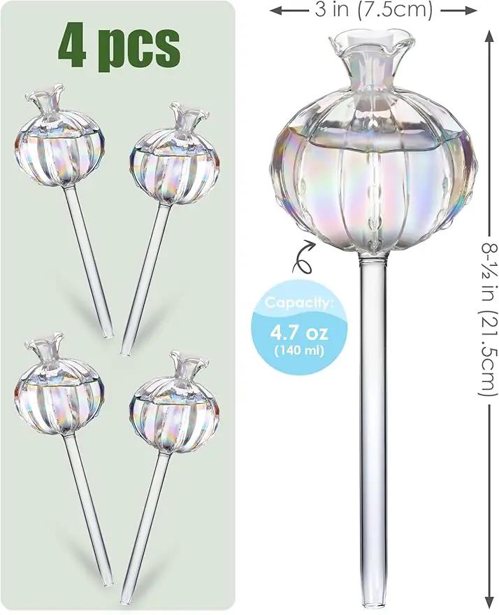 NiHome Plant Watering Globes 4-Pack, Iridescent Glass Cactus Self Watering Globe, Glass Waterer for Potted Plants - 4.7OZ/140 ML Capacity Automatic Mini Irrigation System, Adorable Gardening Gift by GreenHaven Gardens