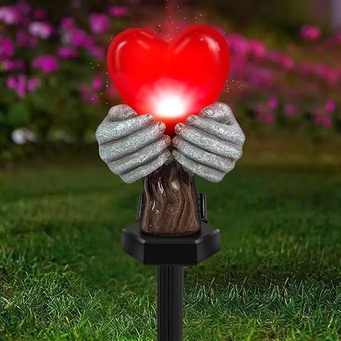 Solar Garden Lights Outdoor,Solar Red Heart Stake Lights,Garden Statue Lights Heart Lights Birthday Gifts for Women Mom Grandma Her,Valentine's Theme Decor for Lawn Yard Pathway Cemetery Porch by GreenHaven Gardens