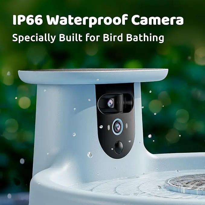 Birdfy Smart Bird Bath with Camera Solar Powered & Fountain, Dual-Lens Camera for Wildbird Watching, Auto Capture Bird Videos & Motion Detection - AI Lifetime Version by GreenHaven Gardens