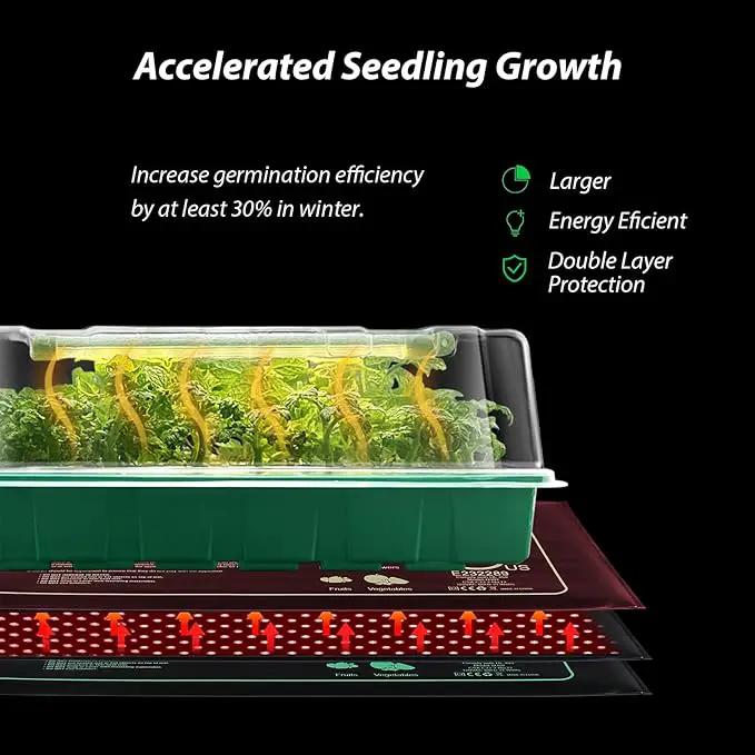 Seed Starter Kit, Seed Starter Tray with Grow Light and Heat Mat, Color Change Full Spectrum Grow Lights Seed Starting Germination Kits, 3 Timing Set Indoor Plant Grow Kit with Humidity Control by GreenHaven Gardens