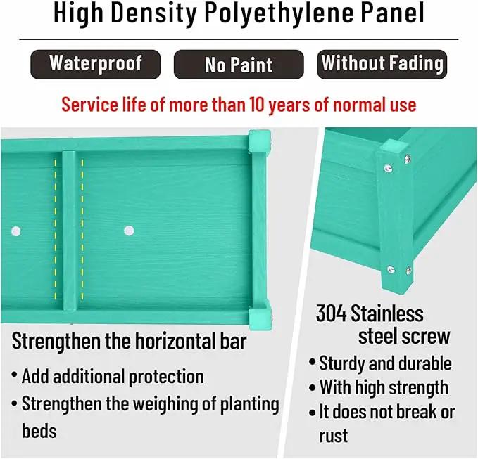 HDPE Raised Planter Box Outdoor,Rot-Resistant and Non-Cracking,Raised Beds for Gardening 29.5 * 14.4 * 9.8 in for Yard,Lawn,Outdoor Planter Boxes Rectangle with Drainage Holes Aruba Blue by GreenHaven Gardens