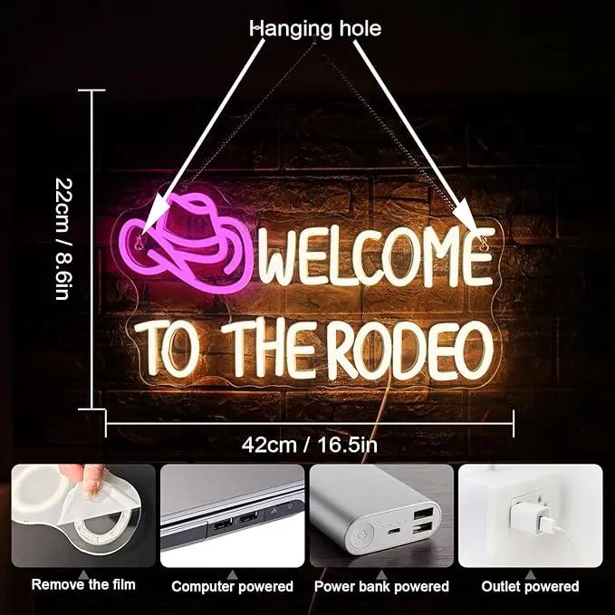 WLHOPE Welcome to The Rodeo Neon Sign Cowboy Hat Neon Sign Led Sign,Dimmable Cowgirl Neon Signs for Wall Decor,Connectivity Via USB Licked Neon Light for Bedroom Home Bar Club Party Western Decor by GreenHaven Gardens