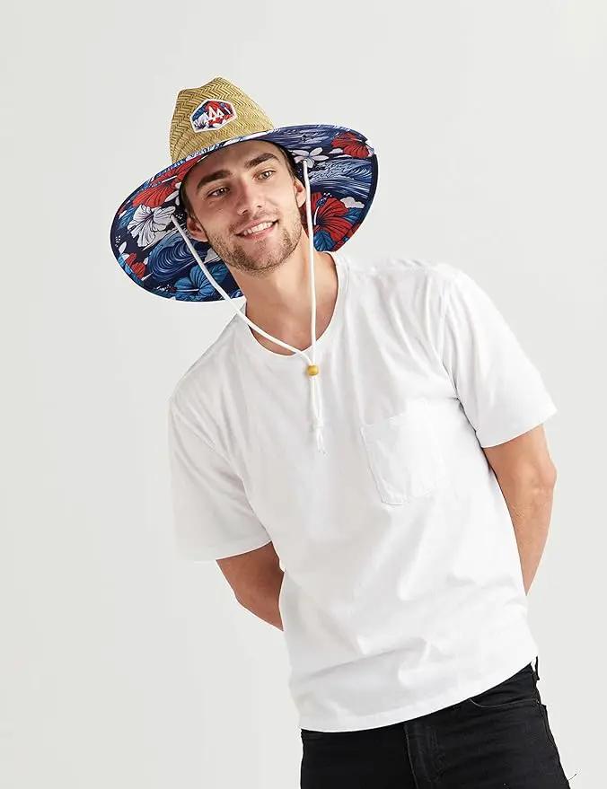 Straw Hat for Men & Women | Lifeguard Hat, Beach Hat & Sun Hat | UPF 50+ Wide Brim for Sun Protection | One Size | Hemlock by GreenHaven Gardens
