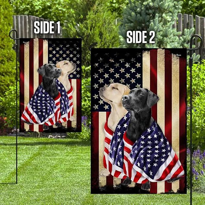 FLAGWIX Black And Yellow Labrador Retriever Flag - Outdoor Labrador Decorations, Garden Flag (11.5" x 17.5"), Heavy-duty Canvas Labrador Flag Double Sided Garden Décor by GreenHaven Gardens