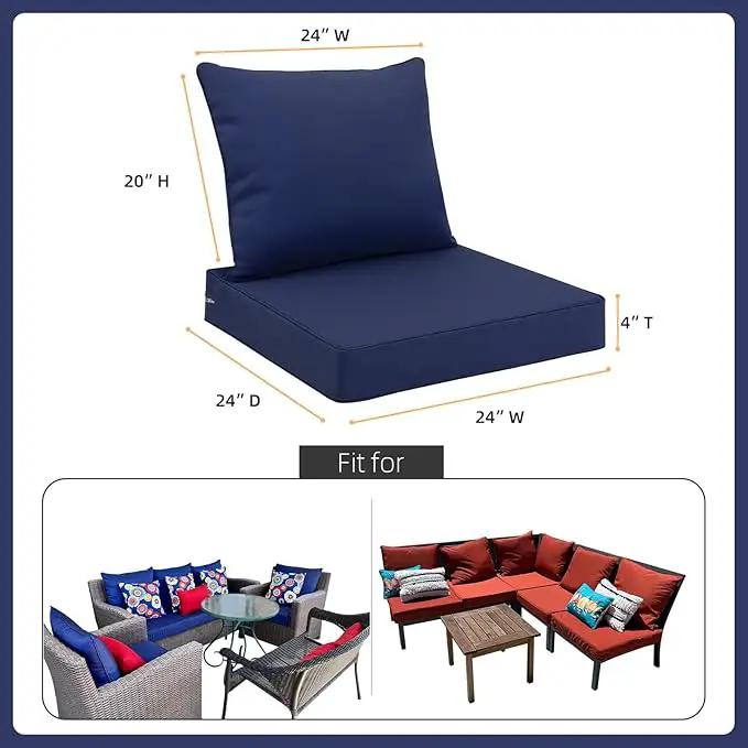 Favoyard Outdoor Seat Cushion Set 24 x 24 Inch Waterproof & Fade Resistant Patio Furniture Cushions with Removable Cover, Handle and Adjustable Straps for Chair Sofa Couch by GreenHaven Gardens