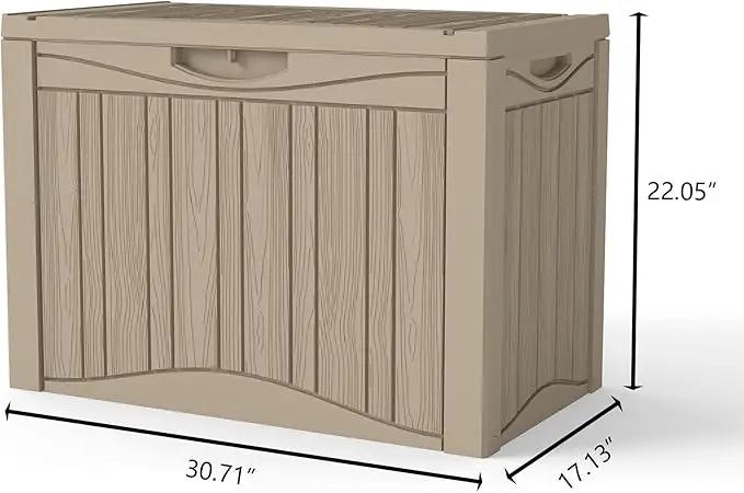 50 Gallon Lockable Resin Deck Box, Waterproof & UV-Resistant Outdoor Storage Box for Outdoor Cushion Storage, Garden Tools & Pool Accessories Storage, Gray by GreenHaven Gardens